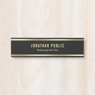 Trendy Glamour Modern Black And Gold Hanging Door Sign
