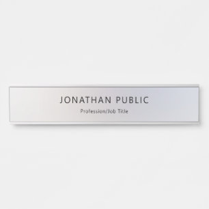 Trendy Glamour Silver Look Elegant Modern Template Door Sign