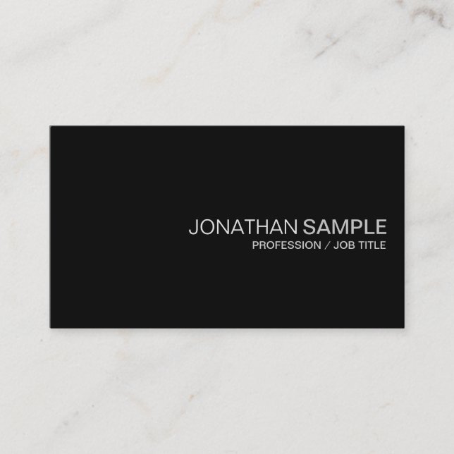 Trendy Glamourous Design Plain Black White De Luxe Business Card (Front)