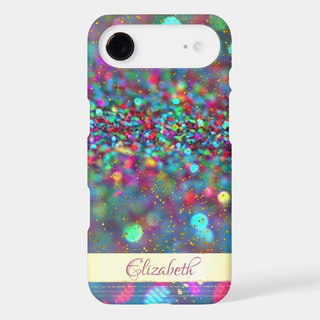 Trendy  Glitter Bokeh  Gold Confetti- Personalized Case-Mate iPhone Case (Back)