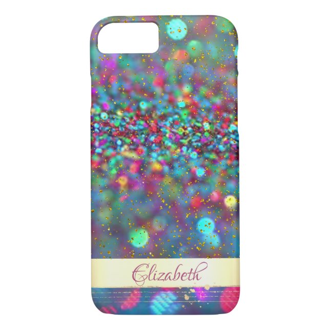 Trendy  Glitter Bokeh  Gold Confetti- Personalized Case-Mate iPhone Case (Back)