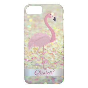 Trendy  Glitter Bokeh  Pink Flamingo- Personalized Case-Mate iPhone Case