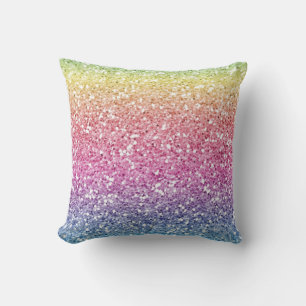Trendy Glitter Colourful Ombre Throw Pillow