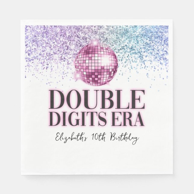Trendy Glitter Disco Double Digits Era Paper Napkin (Front)