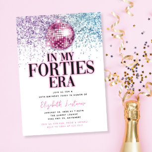 Trendy Glitter Disco Forties Era 40th Birthday Invitation