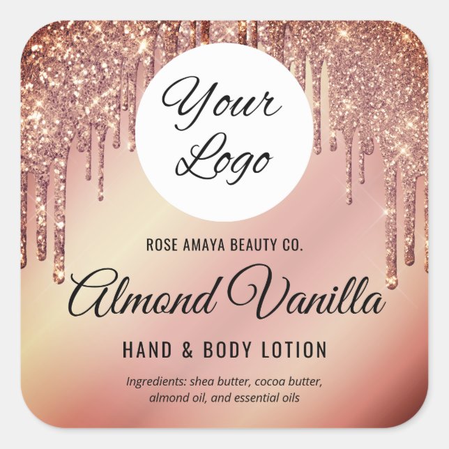 Trendy Glitter Drips Add Logo Beauty Sticker Label (Front)