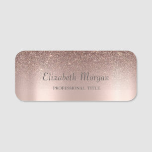 Trendy Glitter Drips,Rose Gold  Name Tag