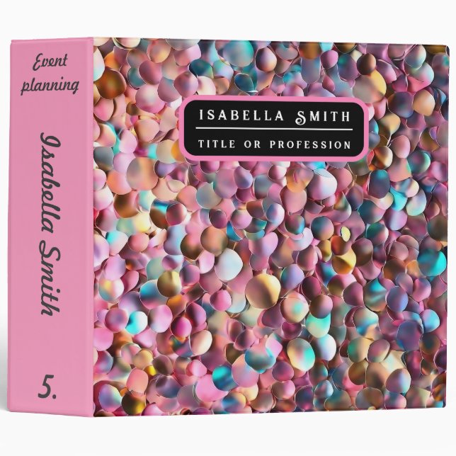 Trendy Glitter Opal Holographic Collection Binder (Front/Spine)