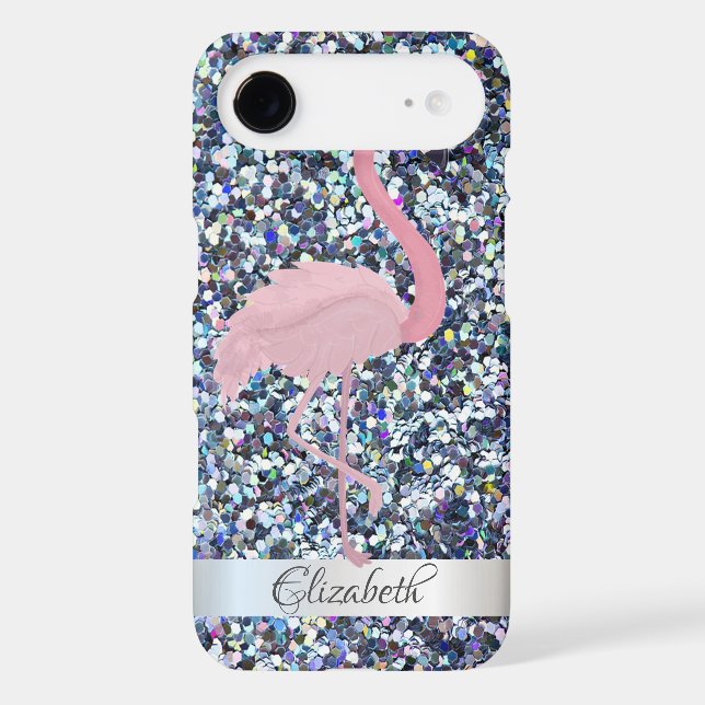 Trendy  Glitter Pink Flamingo- Personalized Case-Mate iPhone Case (Back)