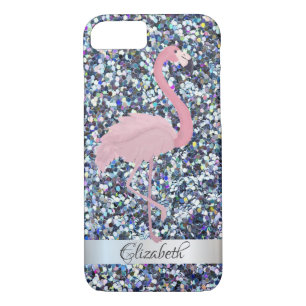 Trendy  Glitter Pink Flamingo- Personalized Case-Mate iPhone Case