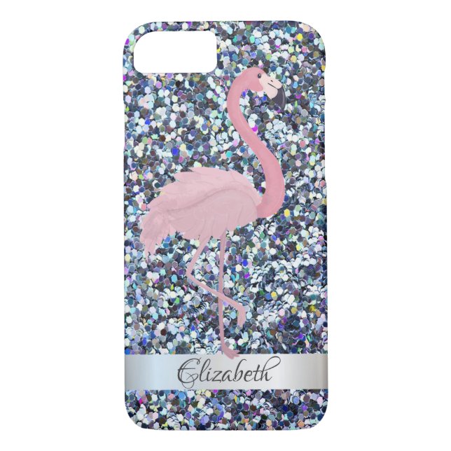 Trendy  Glitter Pink Flamingo- Personalized Case-Mate iPhone Case (Back)