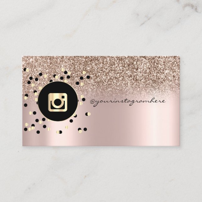 Trendy Glitter Rose Gold Instagram Dots Business Card (Front)