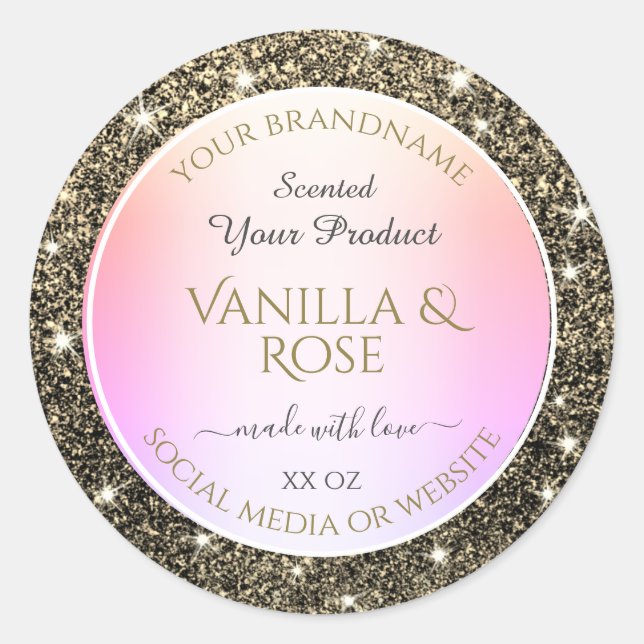 Trendy Glitter Stars Product Packaging Labels Chic (Front)