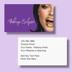 Trendy Glitzy Makeup Artist Business Cards