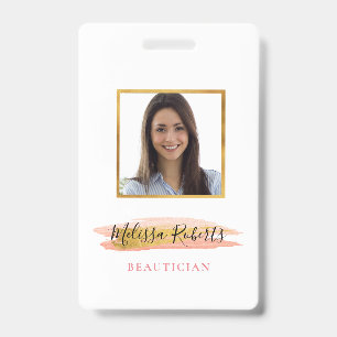 trendy gold and pink salon badge