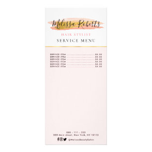 Trendy gold and pink Service Menu card