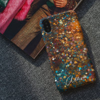 Trendy Gold and Teal Sparkle Glitter