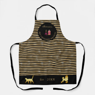 Trendy Gold & Black Pet Groomer Business Apron