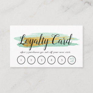 trendy gold & blue stroke loyalty card