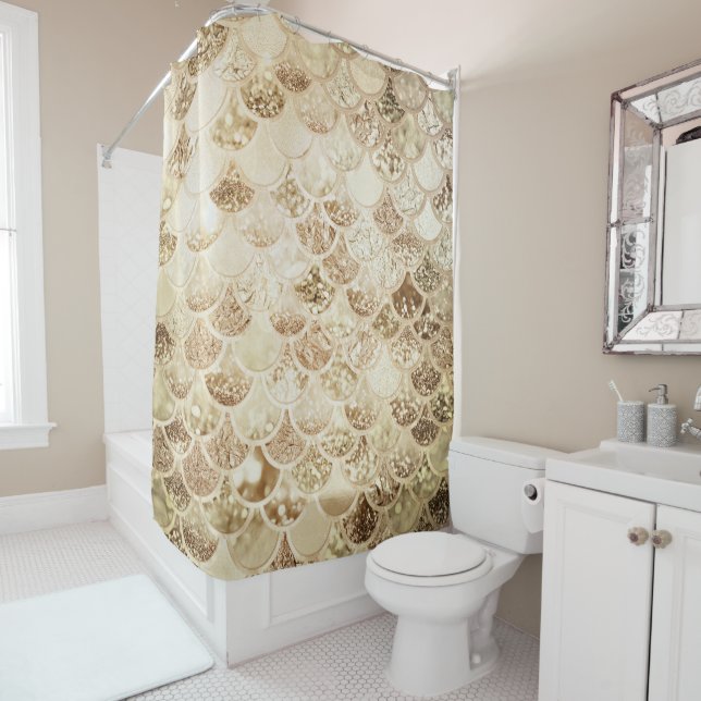 Trendy Gold Blush Ombre Glitter Mermaid Fish Scale (In Situ)