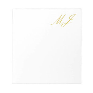 Trendy Gold Colour Monogram Minimalist Modern Notepad