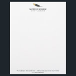 Trendy Gold Dipped Boho Feather Designer White<br><div class="desc">Coordinates with the Trendy Gold Dipped Boho Feather Designer White Business Card Template by 1201AM. A unique and edgy design motif of a faux gold dipped guinea feather is combined with your name or business name for a creative presentation on this designer letterhead template. The black and white design is...</div>