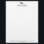 Trendy Gold Dipped Boho Feather Designer White Letterhead<br><div class="desc">Coordinates with the Trendy Gold Dipped Boho Feather Designer White Business Card Template by 1201AM. A unique and edgy design motif of a faux gold dipped guinea feather is combined with your name or business name for a creative presentation on this designer letterhead template. The black and white design is...</div>