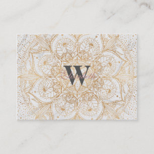 Trendy Gold Floral Mandala Marble Design Business Card