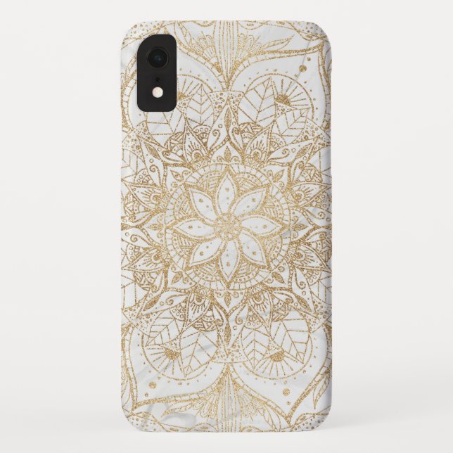 Trendy Gold Floral Mandala Marble Design Case-Mate iPhone Case (Back)