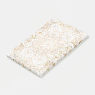 Trendy Gold Floral Mandala Marble Design Post-it Notes