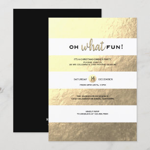 Trendy Gold Foil Striped Christmas Party Invitation