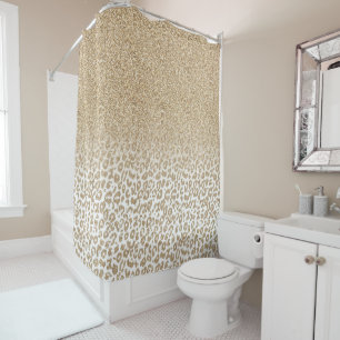 Trendy Gold Glitter and Leopard Print Gradient