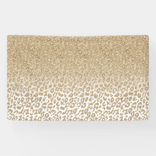 Trendy Gold Glitter and Leopard Print Gradient Banner