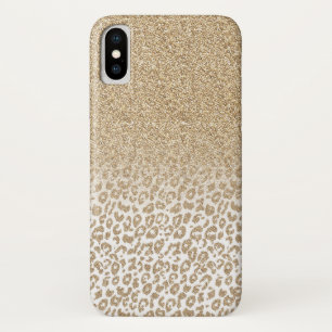 Trendy Gold Glitter and Leopard Print Gradient Case-Mate iPhone Case