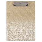 Trendy Gold Glitter and Leopard Print Gradient