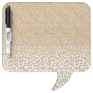 Trendy Gold Glitter and Leopard Print Gradient Dry Erase Board