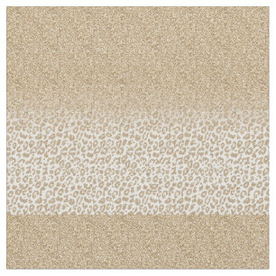 Trendy Gold Glitter and Leopard Print Gradient Fabric