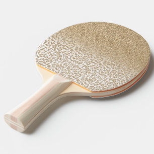 Trendy Gold Glitter and Leopard Print Gradient Ping Pong Paddle