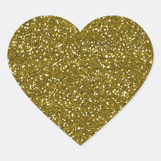 Trendy Gold Glitter Heart Sticker (Front)