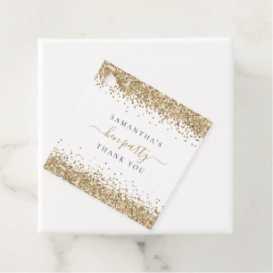 Trendy Gold Glitter Name Hen Party Thank You Favour Tags