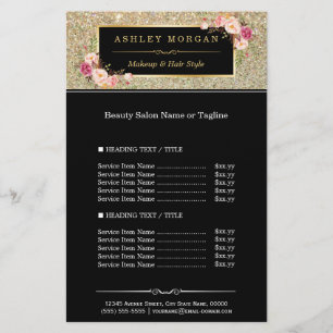 Trendy Gold Glitter Sparkling Girly Floral Flyer