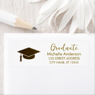 Trendy Gold Graduation Return Address Label       