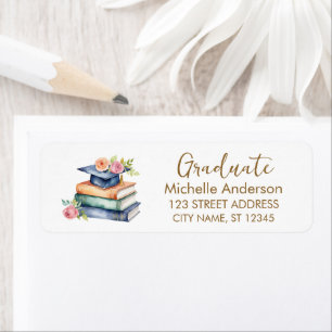 Trendy Gold Graduation Return Address Label