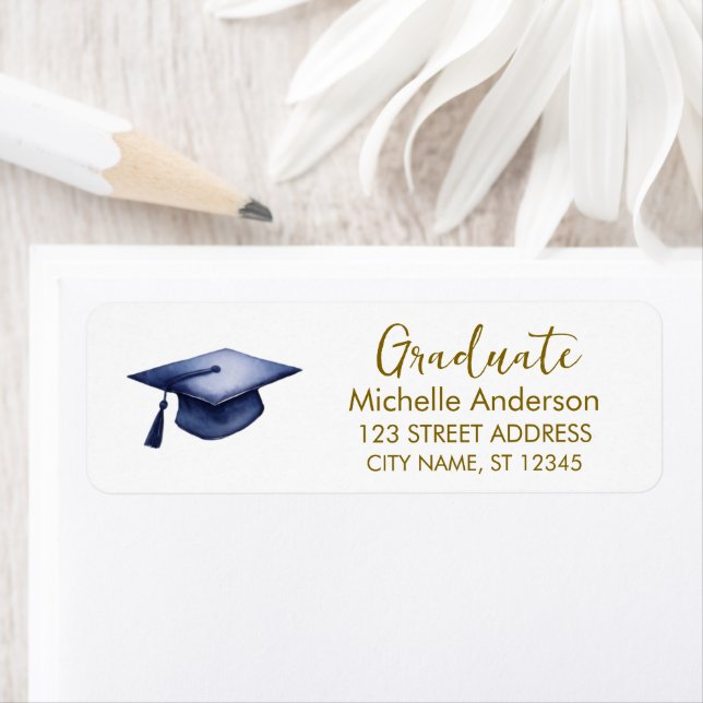 Trendy Gold Graduation Return Address Label        (Insitu)
