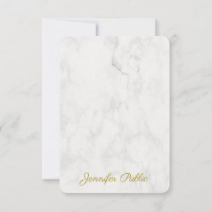 Trendy Gold Handwritten Name Elegant Marble Card