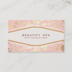 Trendy Gold Pattern Pink Beauty Salon Business Card