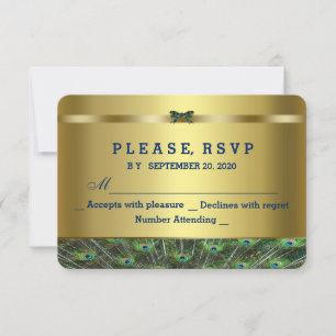 Trendy Gold Peacock Wedding Custom RSVP