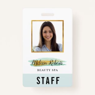 trendy gold personalized photo business ID Badge