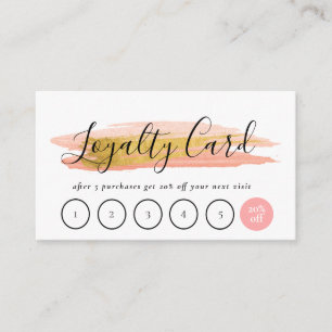 trendy gold & pink stroke loyalty card