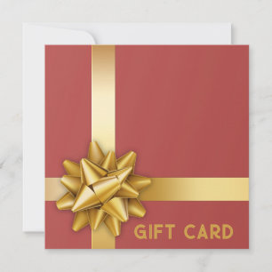 Trendy Gold Satin Ribbon Gift Bow Red Gift Card